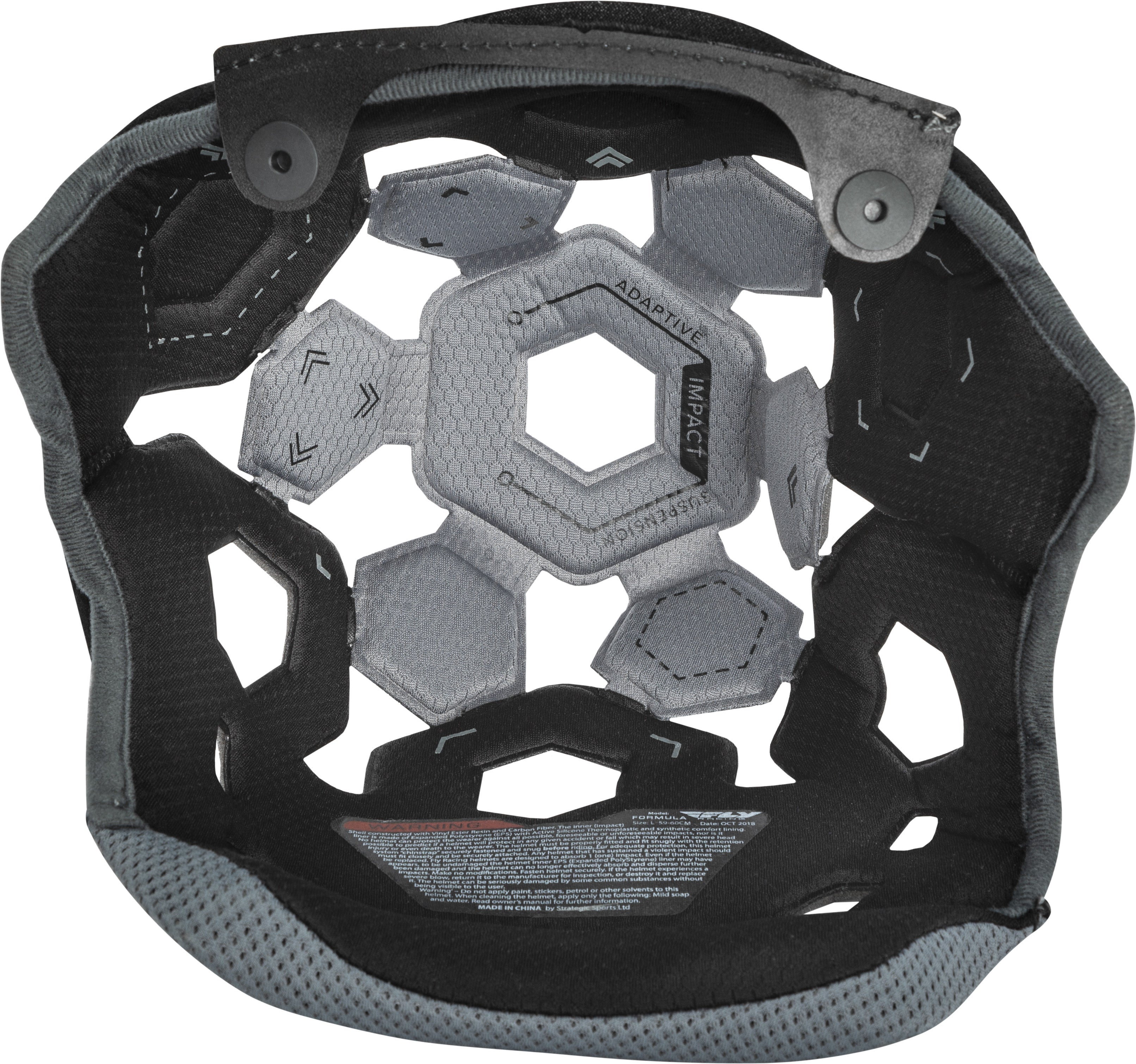 FORMULA HELMET LINER BLACK/COOL GREY XS
