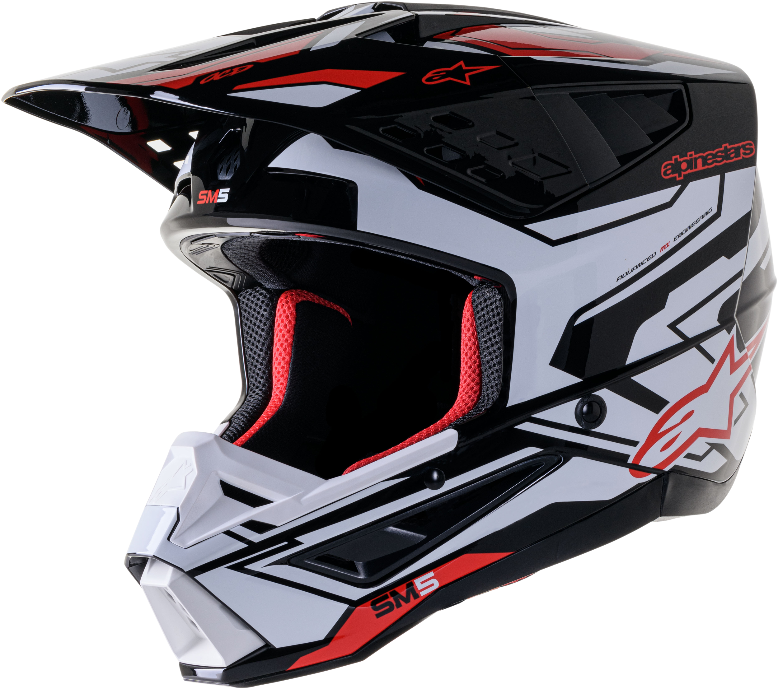 S-M5 ACTION 2 HELMET BLK/WHT/BRT RD GLOSSY XS
