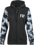 WOMEN'S FLY TIE-DYE ZIP UP HOODIE BLACK/GREY 2X