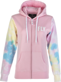 WOMEN'S FLY TIE-DYE ZIP UP HOODIE PINK/YELLOW/BLUE 2X