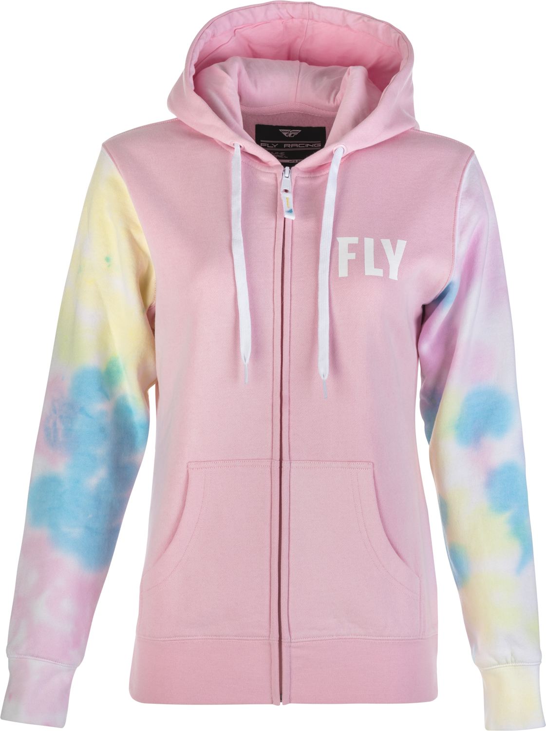 WOMEN'S FLY TIE-DYE ZIP UP HOODIE PINK/YELLOW/BLUE 2X
