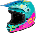 YOUTH KINETIC DRIP HELMET TURQUOISE/PINK/YELLOW YL