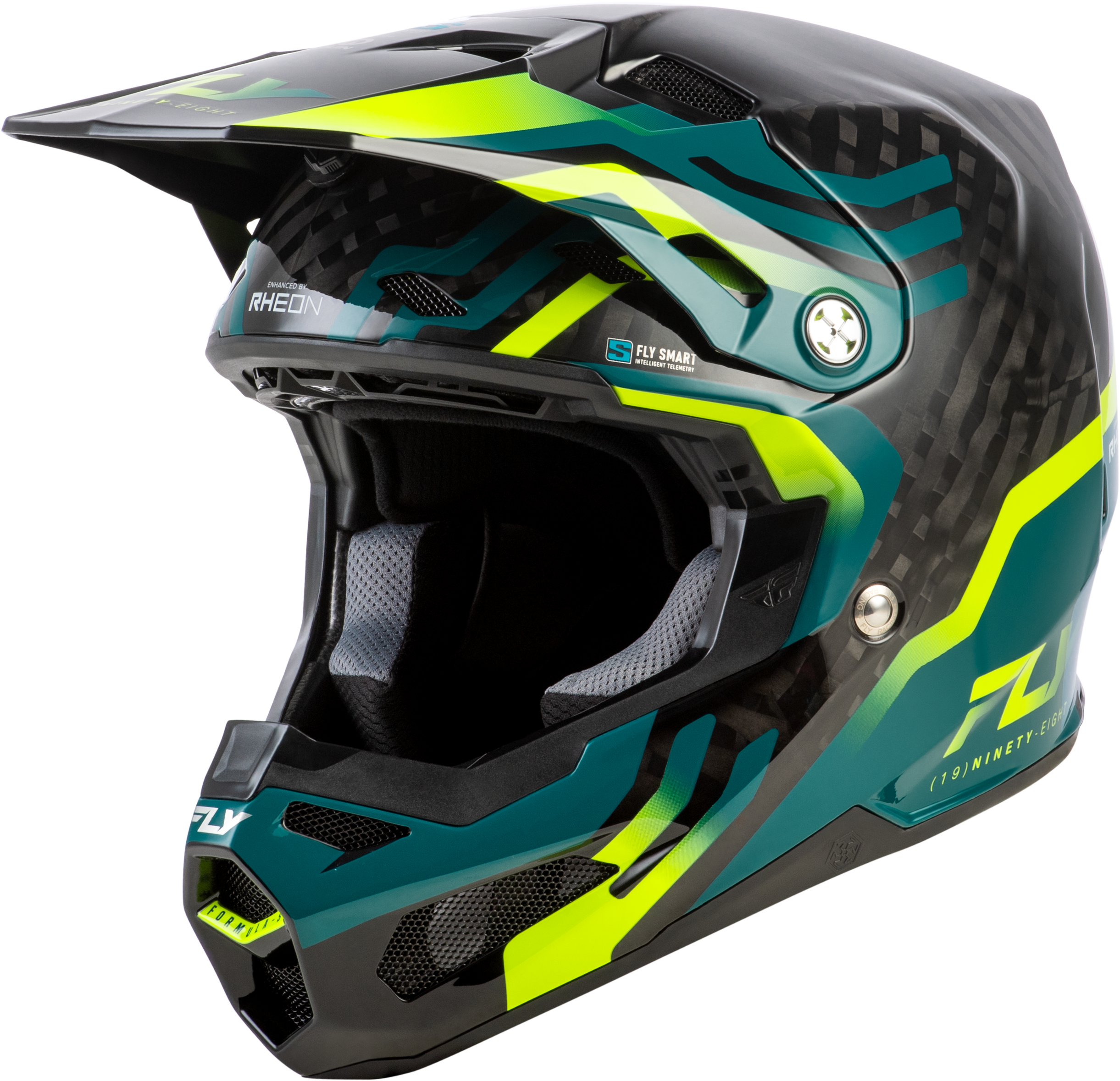YTH FORMULA S CARBON BYTE HLMT BLACK CARBON/TEAL/LIME YL